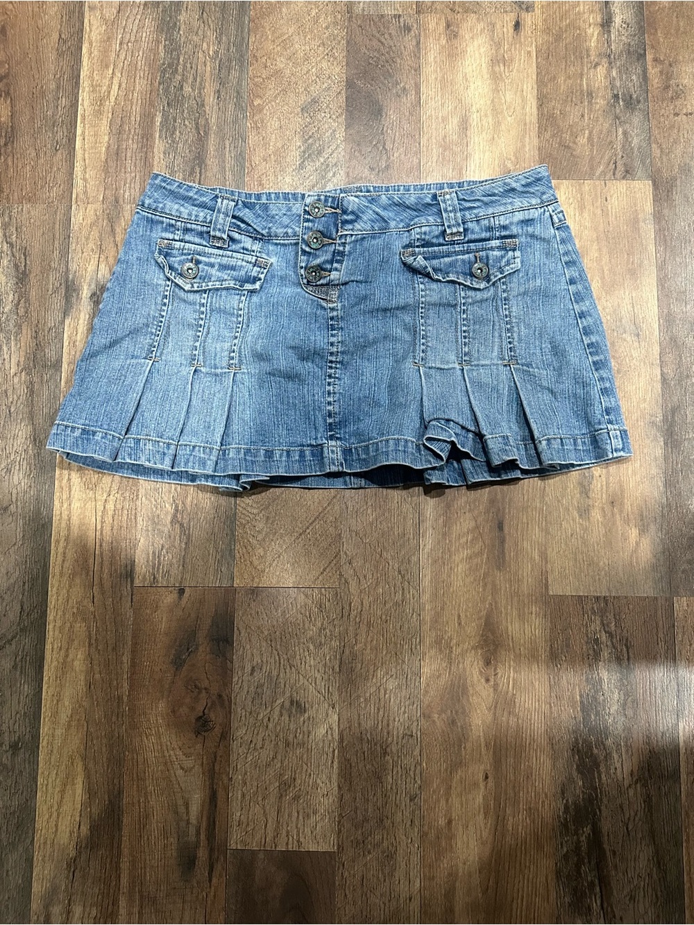 lei Blue Denim Pleated Mini Skort